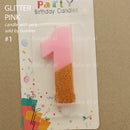 candle number glitter pink