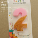 candle number glitter pink