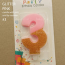 candle number glitter pink