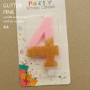 candle number glitter pink