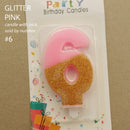 candle number glitter pink