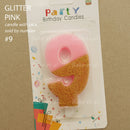 candle number glitter pink