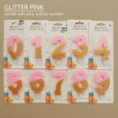 candle number glitter pink