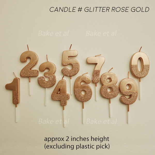 candle number glitter rose gold