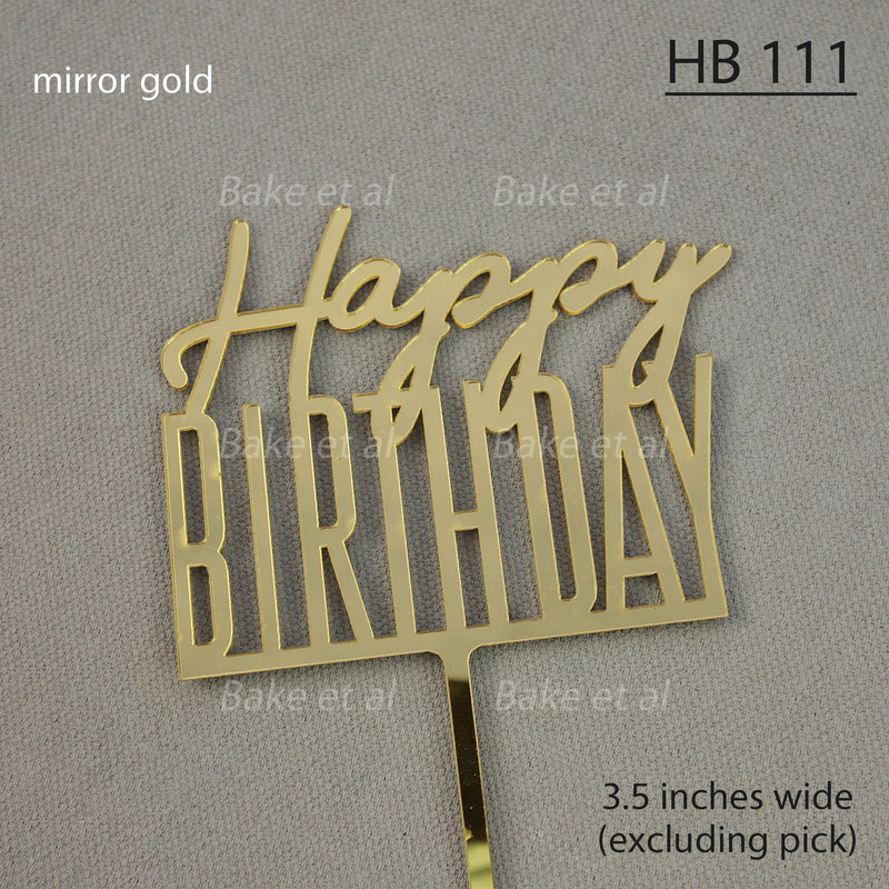 acrylic birthday toppers - gold