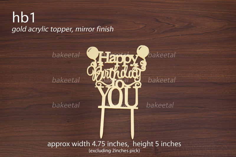 acrylic birthday toppers - gold