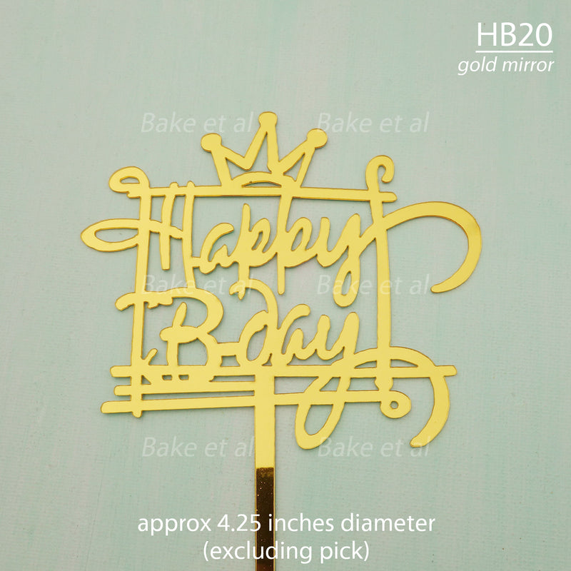 acrylic birthday toppers - gold