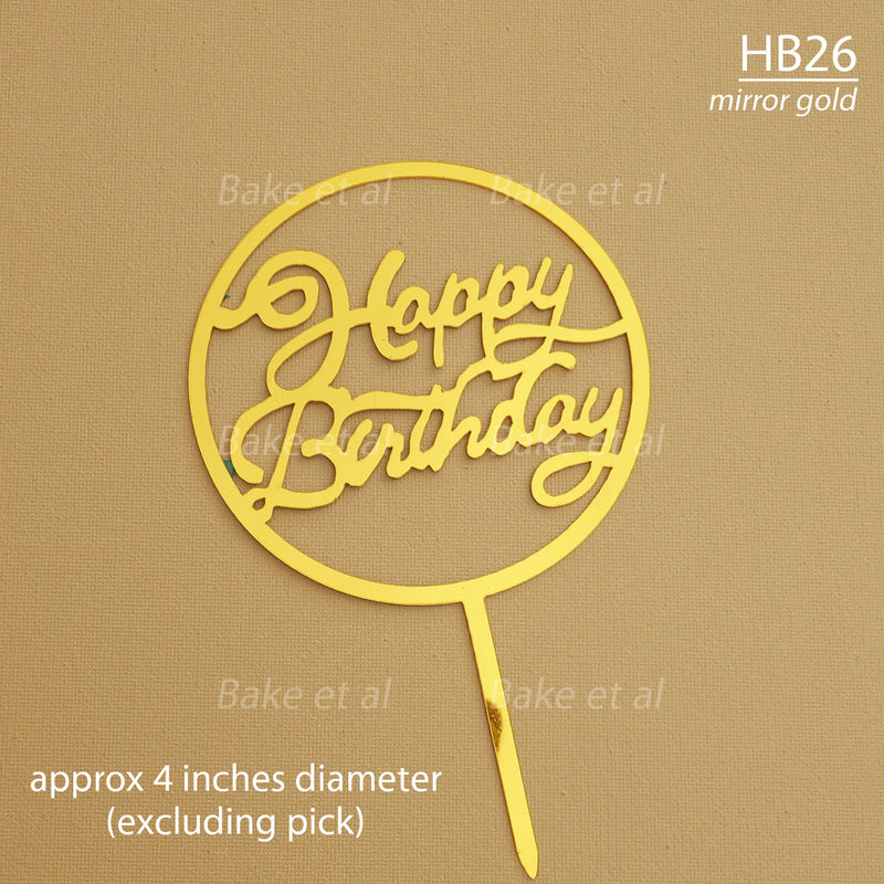 acrylic birthday toppers - gold