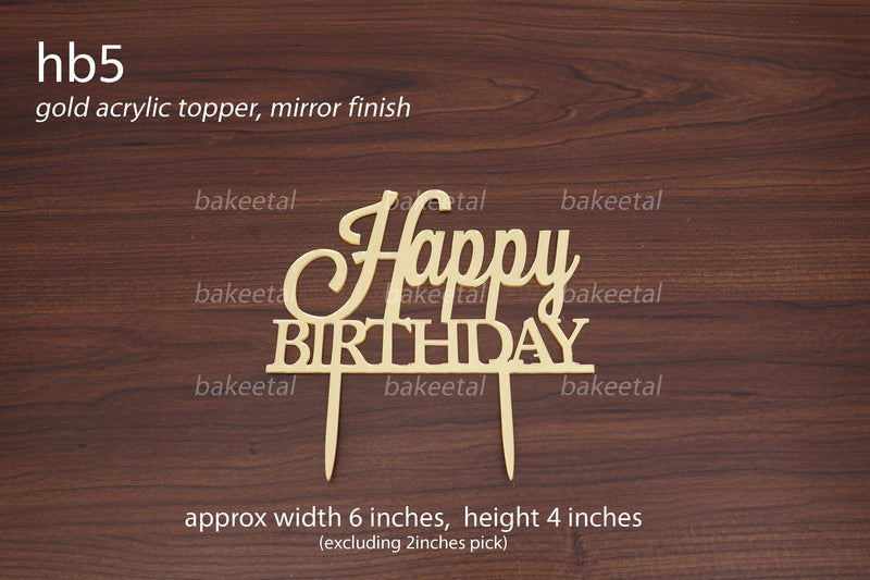 acrylic birthday toppers - gold