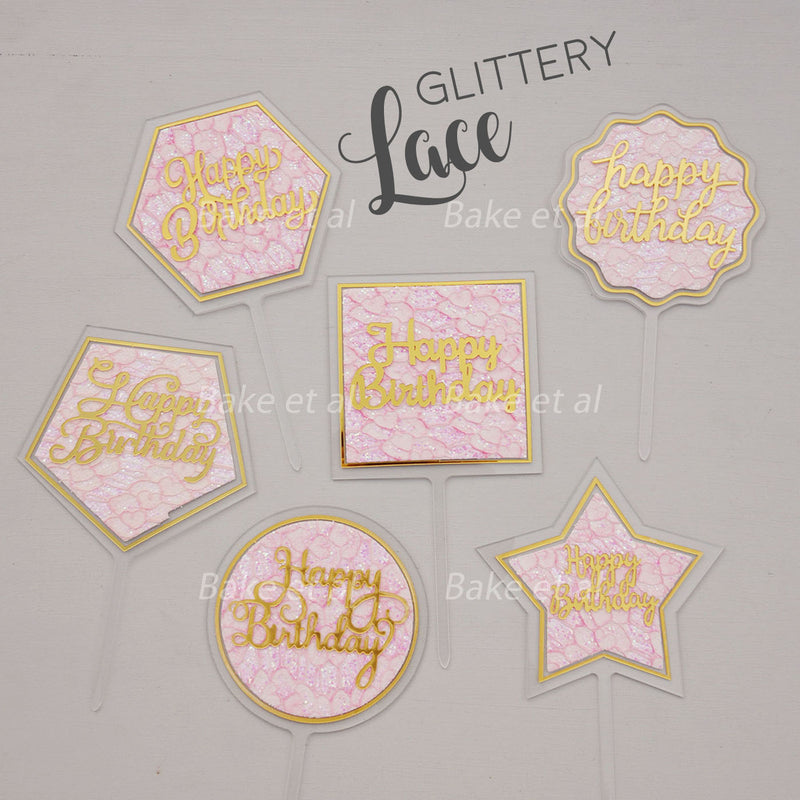 acrylic birthday topper - lace