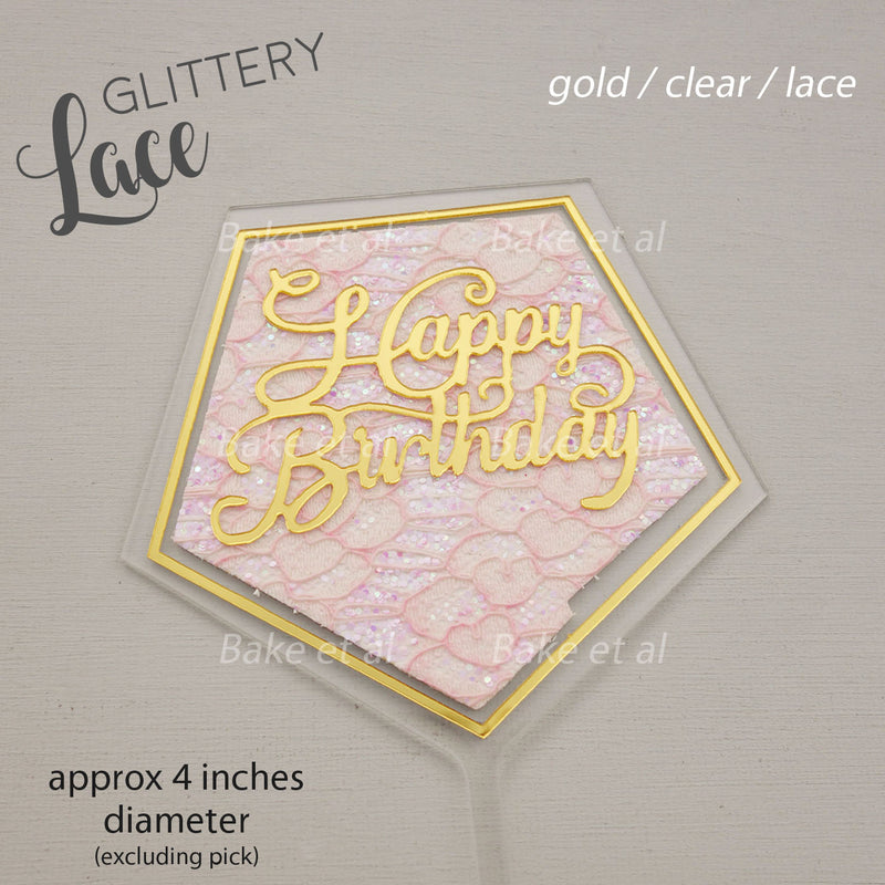 acrylic birthday topper - lace