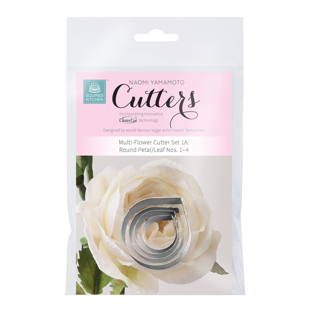 multi flower round petal cutter set, squires kitchen – bake